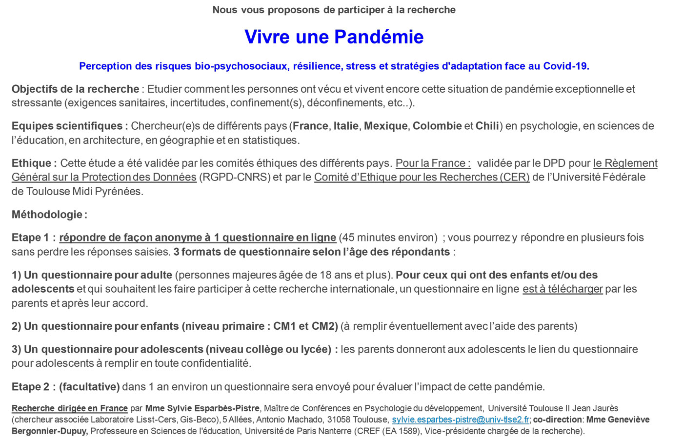 descriptif étude impact pandémie covid-19