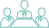 icône de trois personnes en costume cravate réunis autour d'une table